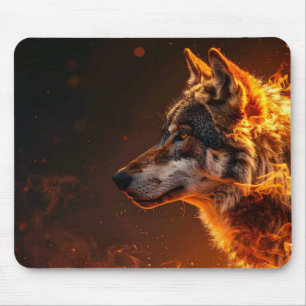 Tapis De Souris Loup enflammé