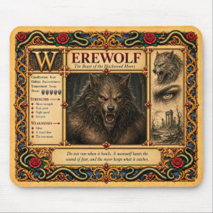 Tapis De Souris Loup-garou, Art de Bestiaire Médiéval