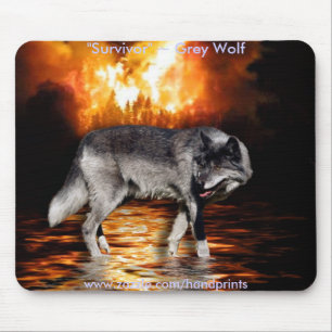 Tapis De Souris Loup gris et feu de forêt