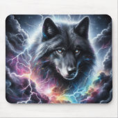 Tapis De Souris Loup noir avec éclair (Devant)