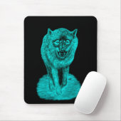 Tapis De Souris Loup noir en colère dans la nuit (Avec souris)