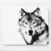 Tapis De Souris Loup noir et blanc (Devant)