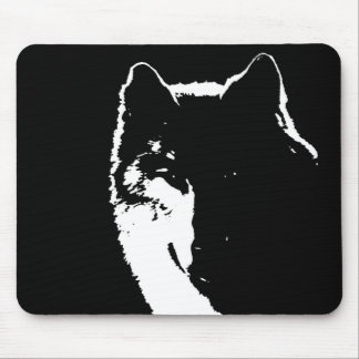 Tapis De Souris Loup noir et blanc