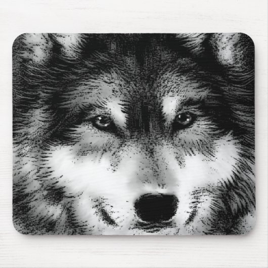 Tapis De Souris Loup noir et blanc (Devant)