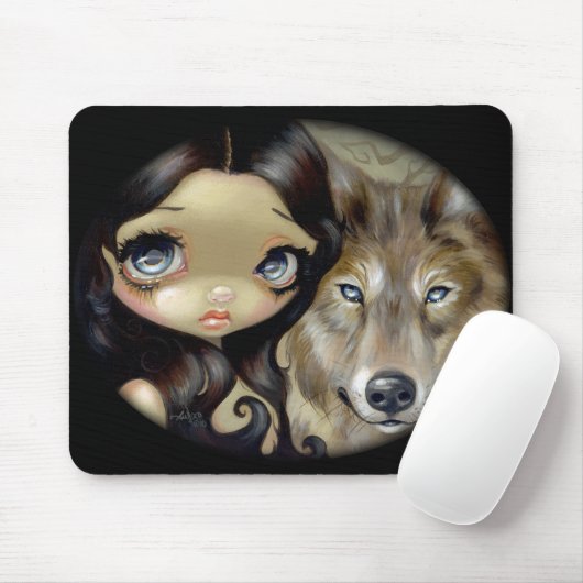 Tapis De Souris "Loup observé par argent" Mousepad (Avec souris)
