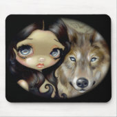 Tapis De Souris "Loup observé par argent" Mousepad (Devant)