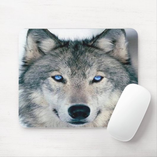 Tapis De Souris Loup observé par bleu (Avec souris)