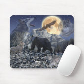 Tapis De Souris Loup, Ours, Aigle, Lune (Avec souris)