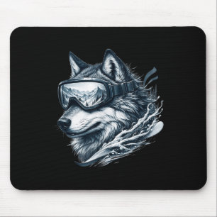 Tapis De Souris Loup portant des lunettes de ski snowboard Loup fa