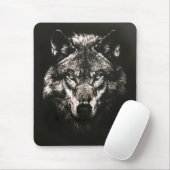 Tapis De Souris Loup sauvage monochrome majestueux (Avec souris)