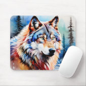 Tapis De Souris Loup vibrant en neige (Avec souris)