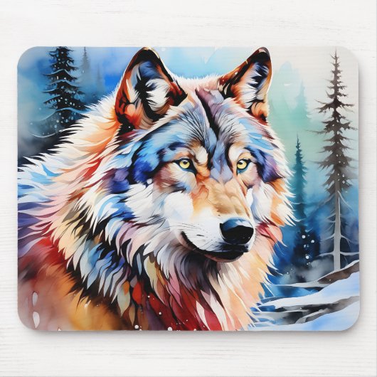Tapis De Souris Loup vibrant en neige (Devant)