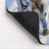 Tapis De Souris Loups de glace bleus et blancs à la texture de feu (Coin)