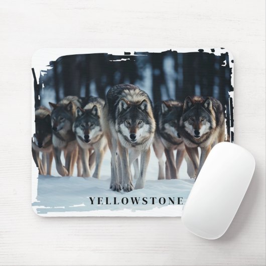 Tapis De Souris Loups de Yellowstone (Avec souris)
