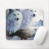 Tapis De Souris Loups et aigle (Avec souris)