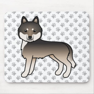Tapis De Souris Louveteau gris foncé Husky sibérien Chien de dessi