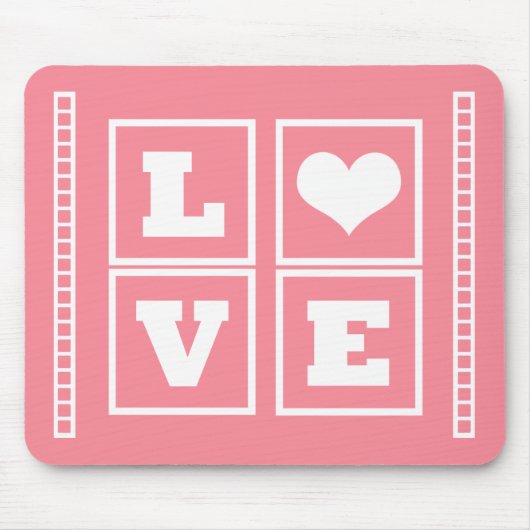 Tapis De Souris Love Blocks Mousepad, Rose (Devant)