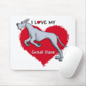 Tapis De Souris Love Blue Great Dane (Avec souris)