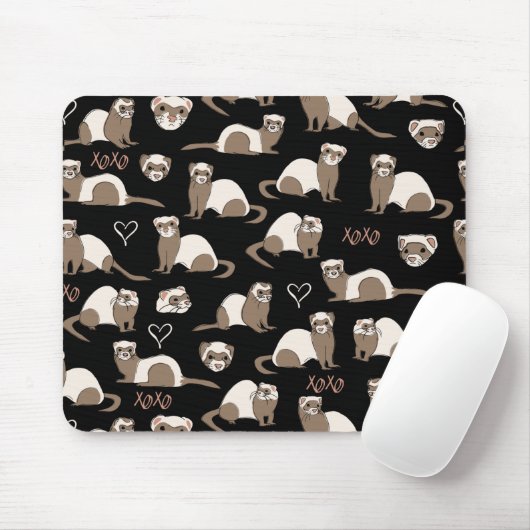 Tapis De Souris Love Ferrets - Noir (Avec souris)
