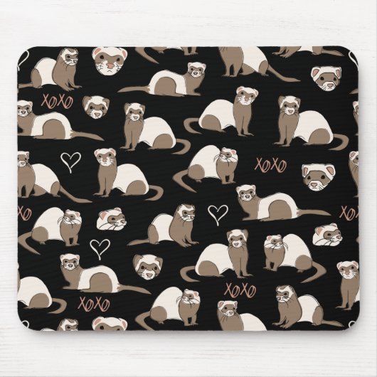 Tapis De Souris Love Ferrets - Noir (Devant)