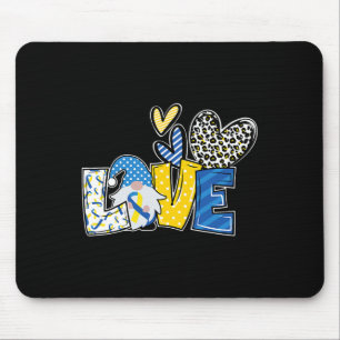 Tapis De Souris Love Gnomes Blue Yellow Ribbon Down Syndrome Aware