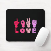 Tapis De Souris Love Hand Sign Language Asl Valentines Day Men Wom (Avec souris)