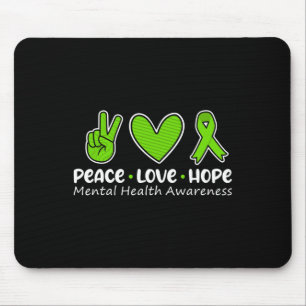 Tapis De Souris Love Hope Mental Health Awareness Green Ribbon Fun