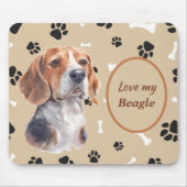 Tapis De Souris Love My Beagle Dog Pawprint (Devant)