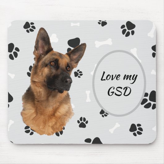 Tapis De Souris Love My German Shepherd Chien Pawprint Pad (Devant)