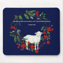 Love One Another | Lamb & Floral Mousepad