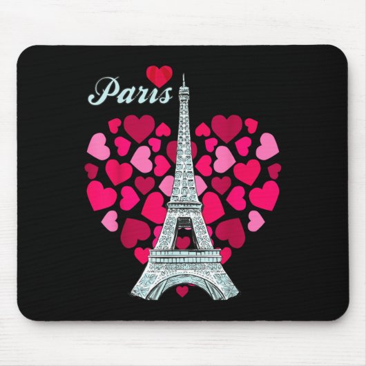 Tapis De Souris Love Paris Heart Eiffel Tower Souvenir France Fren (Devant)
