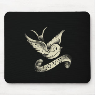 Tapis De Souris Love Sparrow Vintage Tattoo Design