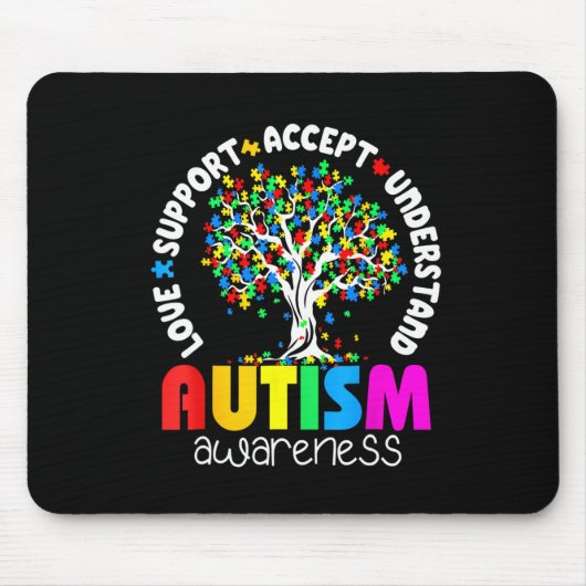Tapis De Souris Love Support Accepter Comprendre la Sensibilisatio (Devant)