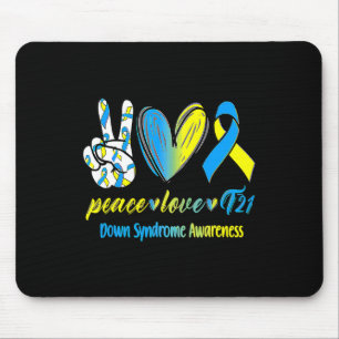 Tapis De Souris Love T21 Blue Yellow Ribbon Down Syndrome