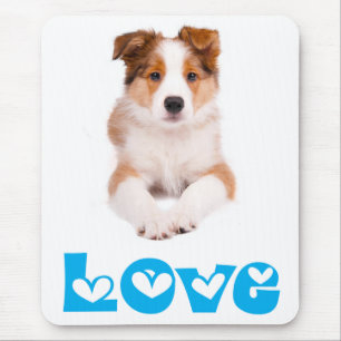 Tapis de souris Love Tan & White Border Collie Pup
