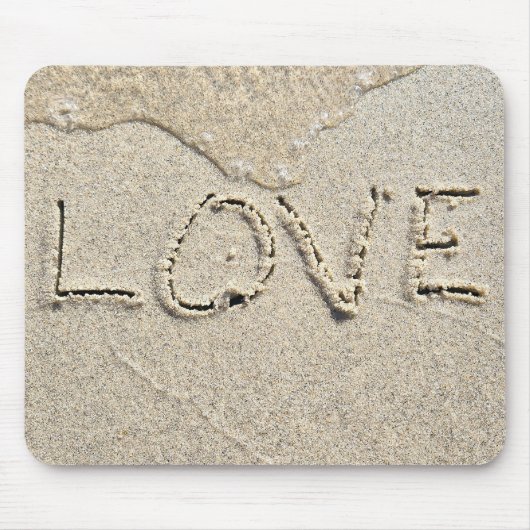 Tapis De Souris Love Texte Dans Le Sable Humide (Devant)