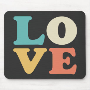 Tapis De Souris Love Typographie Carré de couleur rétro