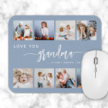Tapis De Souris Love You Grandma 8 Photo Collage Dusty Blue<br><div class="desc">Donnez à grand-mère un cadeau qu'elle chérira. Ce pavé de souris photo collage présente huit de ses photos carrés préférées des petits-enfants, ainsi que le message "Aimez Grand-mère." Le mot "grand-mère" apparaît dans un élégant script d'écriture manuscrite gris charbon avec des fioritures au début et à la fin sur un...</div>