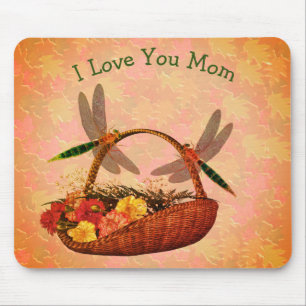 Tapis De Souris Love You Maman Dragonflies Panier à fleurs