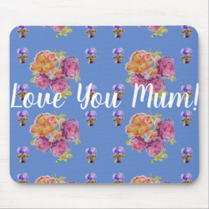 Tapis De Souris Love You maman Rose floral Ordinateur Souris Mat P