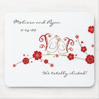 Tapis De Souris Lovebirds et Cherry Blossoms Souris