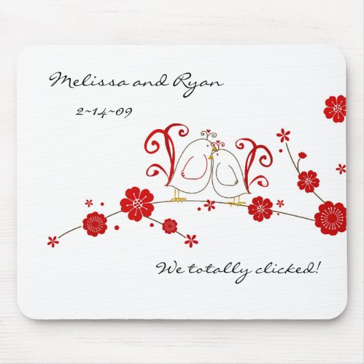 Tapis De Souris Lovebirds et Cherry Blossoms Souris (Devant)