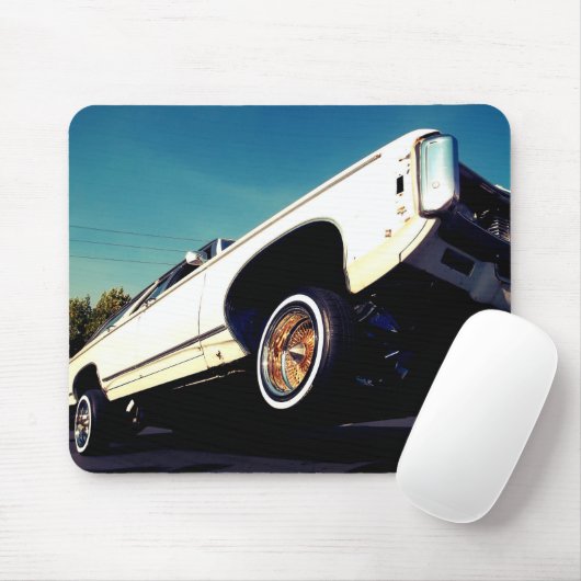 Tapis De Souris Lowrider blanc Chevy Impala Mousepad (Avec souris)