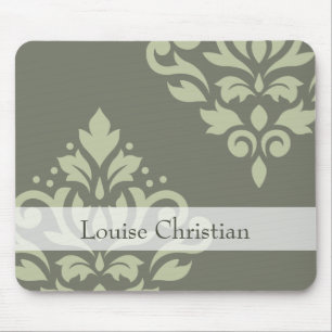 Tapis De Souris Lt de l'art I de damassé de rouleau sur le vert du