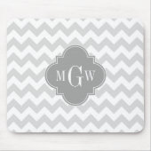 Tapis De Souris Lt Grey What Chevron Grey Quatrefoil 3 Monogramme (Devant)
