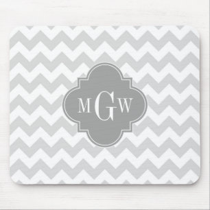 Tapis De Souris Lt Grey What Chevron Grey Quatrefoil 3 Monogramme