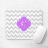 Tapis De Souris Lt Grey What Chevron Lilac Quatrefoil Monogramme (Avec souris)
