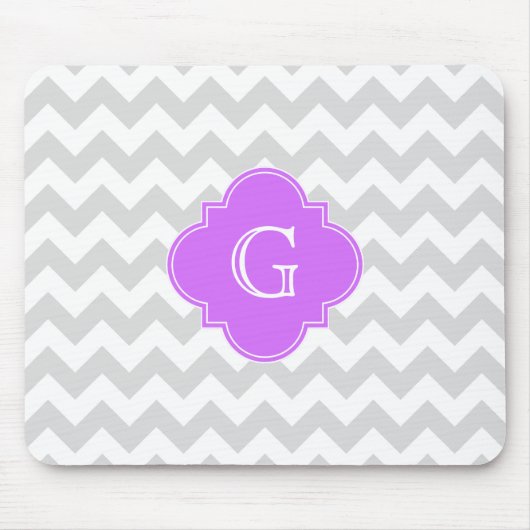 Tapis De Souris Lt Grey What Chevron Lilac Quatrefoil Monogramme (Devant)