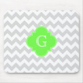 Tapis De Souris Lt Grey What Chevron ZigZag Lime Quatrefoil Monogr (Devant)