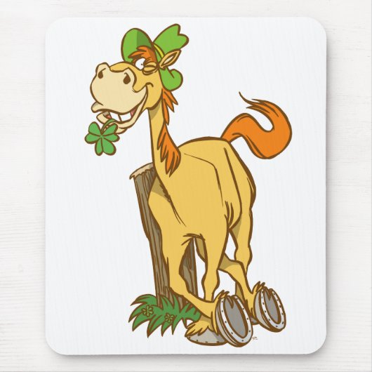 Tapis De Souris Lucky Cartoon Horse sur St Patrick's Day mousepad (Devant)